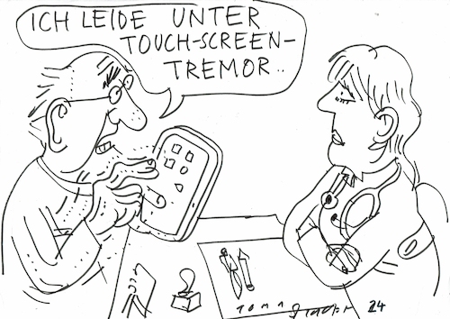 Cartoon: Tremor (medium) by Jan Tomaschoff tagged arzt,praxis,alter,tremor,digitales,arzt,praxis,alter,tremor,digitales