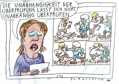 Cartoon: Überprüfung (medium) by Jan Tomaschoff tagged konflikte,recht,gewalt,lügen,fake,news,konflikte,recht,gewalt,lügen,fake,news