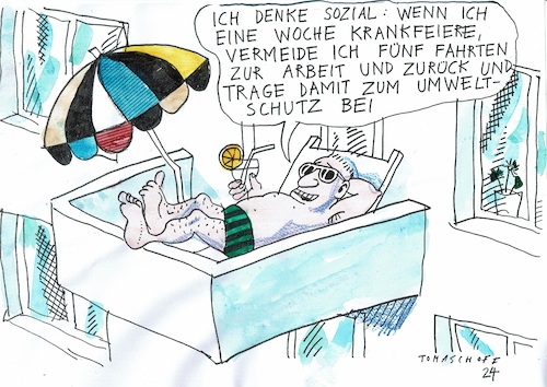 Cartoon: Umwelt (medium) by Jan Tomaschoff tagged krankfeiern,umwelt,soziales,krankfeiern,umwelt,soziales