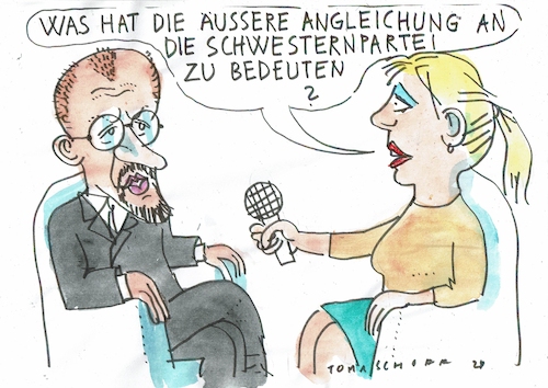 Cartoon: Union (medium) by Jan Tomaschoff tagged merz,söder,cdu,csu,merz,söder,cdu,csu