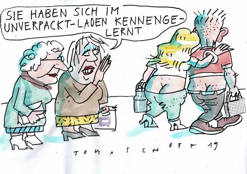 Cartoon: unverpackt (medium) by Jan Tomaschoff tagged omwelt,müll,verpackung,omwelt,müll,verpackung