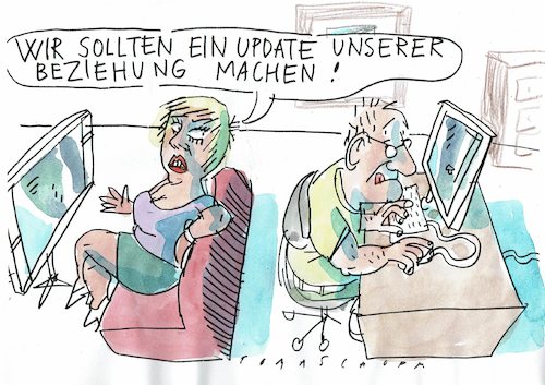 Cartoon: Update (medium) by Jan Tomaschoff tagged liebe,beziehung,internet,liebe,beziehung,internet