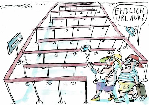 Cartoon: Urlaub (medium) by Jan Tomaschoff tagged flugchaos,tourismus,flugchaos,tourismus