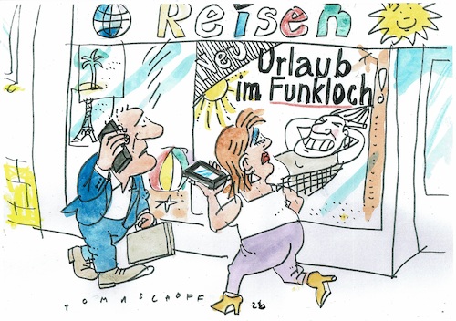 Cartoon: Urlaub (medium) by Jan Tomaschoff tagged stress,entspannung,internet,urlaub,stress,entspannung,internet,urlaub