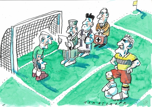 Cartoon: Urweil (medium) by Jan Tomaschoff tagged fussball,schiri,elfmeter,fussball,schiri,elfmeter