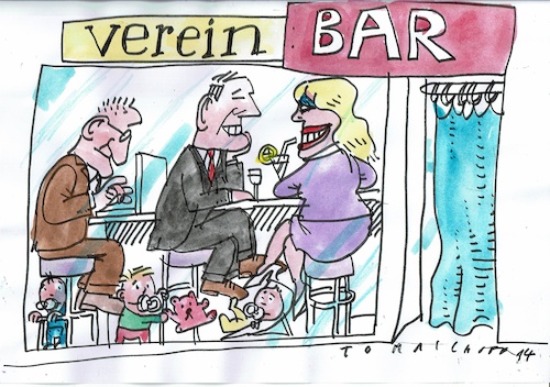 Cartoon: vereinbar (medium) by Jan Tomaschoff tagged beruf,familie,frau,kinder,karriere,beruf,familie,frau,kinder,karriere
