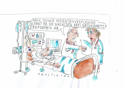 Cartoon: Verfügung (medium) by Jan Tomaschoff tagged gesundheitswesen,reformen,gesundheitswesen,reformen