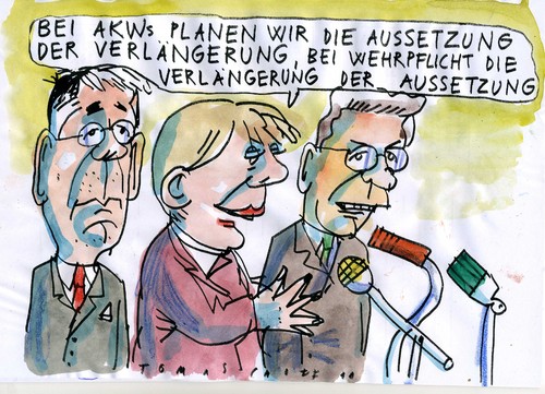 Cartoon: verlängerung (medium) by Jan Tomaschoff tagged wehrpflicht,akw,atomkraft,bundeswehr,wehrpflicht,akw,atomkraft,bundeswehr