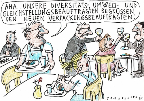 Cartoon: Verpackung (medium) by Jan Tomaschoff tagged bürokratie,eu,verpackung,müll,bürokratie,eu,verpackung,müll
