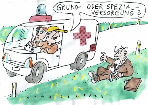 Cartoon: Versorgung (medium) by Jan Tomaschoff tagged krankenhausreform,grundversorgung,spezialversorgung,krankenhausreform,grundversorgung,spezialversorgung