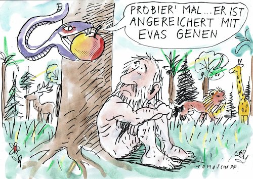 Cartoon: Versuchung (medium) by Jan Tomaschoff tagged adam,eva,varsuchung,gene,adam,eva,varsuchung,gene