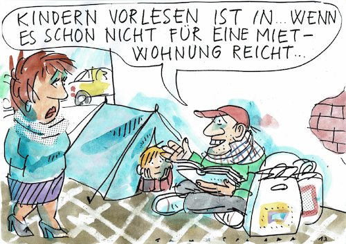Cartoon: Vorlesen (medium) by Jan Tomaschoff tagged kinderarmut,mieten,kinderarmut,mieten
