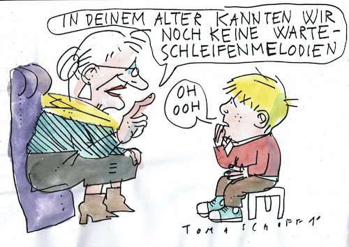 Cartoon: Warteschleife (medium) by Jan Tomaschoff tagged technike,kommunkatioen,vereinsamung,telefon,technike,kommunkatioen,vereinsamung,telefon