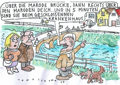 Cartoon: Wege (medium) by Jan Tomaschoff tagged nrücken,deiche,krankenjäuser,missmanagement,nrücken,deiche,krankenjäuser,missmanagement