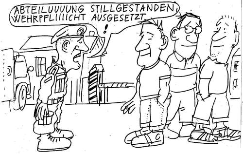 Cartoon: Wehrpflicht (medium) by Jan Tomaschoff tagged wehrpflicht,wehrpflicht,militär,armee,verteidigung,sicherheit,krieg,bundeswehr