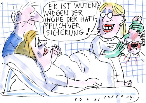 Cartoon: Willkommen (medium) by Jan Tomaschoff tagged geburtshilfe,haftpflicht,geburtshilfe,haftpflicht