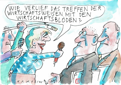 Cartoon: Wirtschaft (medium) by Jan Tomaschoff tagged wirzschaft,fachleute,prognosen,wirzschaft,fachleute,prognosen