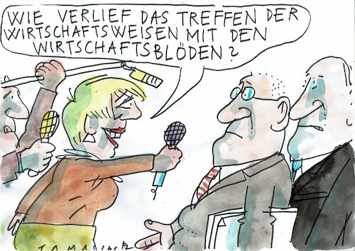 Cartoon: Wirtschaftsweise (medium) by Jan Tomaschoff tagged wirtschaft,prognosen,wirtschaft,prognosen