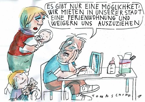 Cartoon: Wohnungssuche (medium) by Jan Tomaschoff tagged wohnungsnot,familie,wohnen,wohnungsnot,familie,wohnen