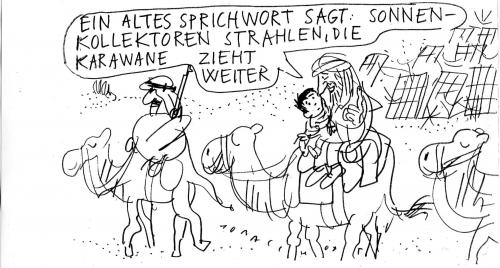 Cartoon: Wüstenstrom (medium) by Jan Tomaschoff tagged sonnenkollektoren,wüstenstrom