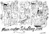 Cartoon: Erster Schultag (small) by Jan Tomaschoff tagged schultag schule einschulung generation alter zukunft rentner senioren jugend gesellschaft kind