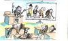 Cartoon: Evolution (small) by Jan Tomaschoff tagged evolution,beamer,affe,ape,monkey,schimpanse,chimp,chimpanzee,lehrer,teacher,class,klasse,lesson,unterricht,bildung,education,vortrag,presentation,präsentation,schule,school,businessman,geschäftsmann,finger,caveman,höhlenmensch,charles,darwin,darwinismus,d