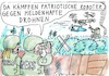 Cartoon: Patrioten (small) by Jan Tomaschoff tagged krieg,menschen,roboter,drohnen,heldentum,lügen