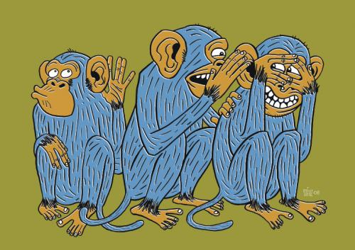 Cartoon: 3 wise monkeys (medium) by stevz tagged monkey,stevz