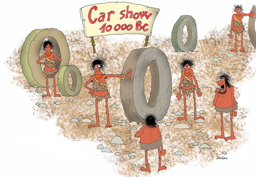 Cartoon: car show 10 000 BC (medium) by draganm tagged car,show,stone,age,history