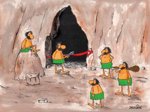 Cartoon: grand opening (medium) by draganm tagged opening,cave,people,history,stone,age