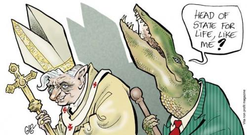 Cartoon: Head of State (medium) by Damien Glez tagged pope