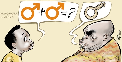 Cartoon: Homophobia in Africa (medium) by Damien Glez tagged homophobia,africa