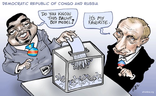 Cartoon: RDC and Russia (medium) by Damien Glez tagged democratic,repbublic,congo,rdc,russia,putin