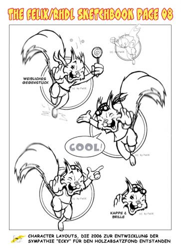 Cartoon: Character Sketches (medium) by FeliXfromAC tagged charakter,model,sheet,felix,alias,reinhard,horst,aachen,chipmunk,eichhörnchen,mascot,sympathiefigur,design,line,layout,entwurf,comic,cartoon,illustration