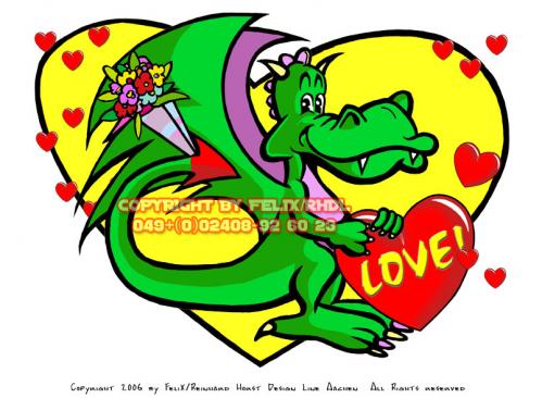 Cartoon: Greeting Card Cartoon (medium) by FeliXfromAC tagged nice,animals,tiere,tier,logos,stockart,sympathiefiguren,mascots,wallpapers,characters,characterdesign,figuren,hund,katze,bär,bear,cat,dog,whimsical,felix,alias,design,line,drache,dragon,red,love,herzen,beziehung,flowers,blume