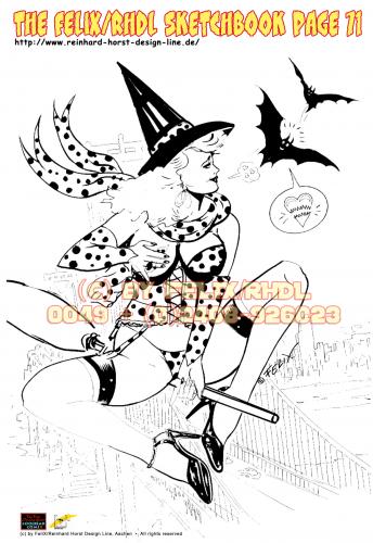 Cartoon: Halloween FeliX Pin Up Girl! (medium) by FeliXfromAC tagged comic,cartoon,sexy,frau,nacked,erotic,erotik,pin,up,wallpaper,bad,girl,woman,glamour,poster,50th,felix,alias,reinhard,horst,stockart,halloween,witch,hexe,bat,illustration,cutie,retro
