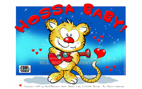 Cartoon: Lovecrazy Leo-HOSSA BABY! (medium) by FeliXfromAC tagged felix,alias,reinhard,horst,design,line,aachen,lovecrazy,leo,cartoon,character,maskot,maskottchen,illustration,illustrator,ciomic,zeichner,comiczeichner,designer