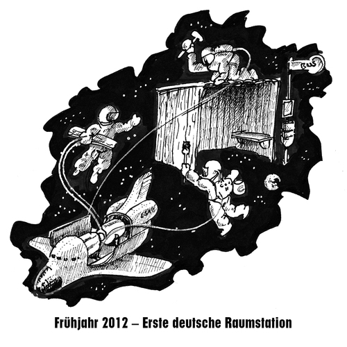 Cartoon: Deutsche Raumstation (medium) by Jo Drathjer tagged raumstation,space,all,weltraum,weltraumforschung