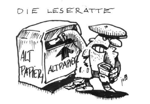 Cartoon: Eine Leseratte... (medium) by Jo Drathjer tagged lesen,buch,pisa,altpapier,zweitbuch,recycling,altbuch,leselust,leseratte,bildung,wissenshunger