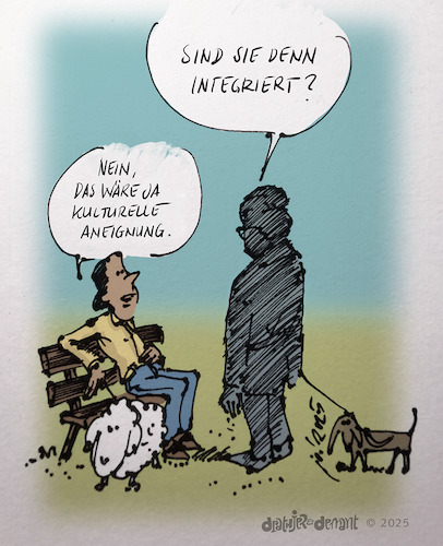 Cartoon: Integration (medium) by Jo Drathjer tagged rein,raus