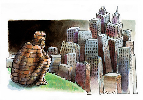 Cartoon: Paisaje (medium) by AGRA tagged nature,city,population,construction