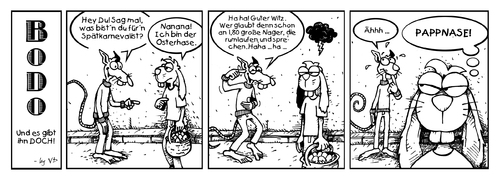 Cartoon: BODO - Und es gibt ihn doch! (medium) by volkertoons tagged volkertoons,cartoon,comic,strip,bodo,ratte,rat,ostern,easter,bunny,osterhase,ratte,ostern,osterhase,comic