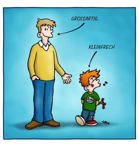 Cartoon: Großartig (medium) by volkertoons tagged cartoon,volkertoons,humor,wortspiel,mann,kind
