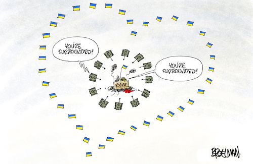 Cartoon: Surrounded (medium) by Broelman tagged ukraine,putin,kyiv