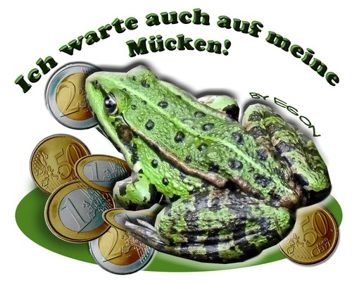 Cartoon: Auf Mücken warten... (medium) by cartoonist_egon tagged frog,frosch,kröte,money,moneten,pinke