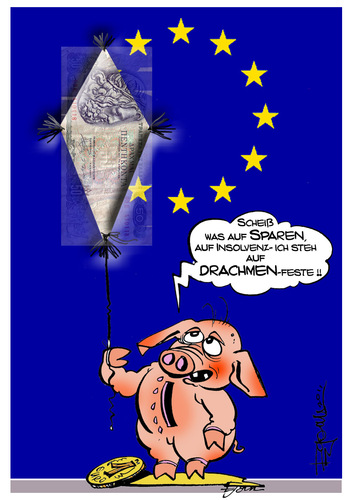 Cartoon: DRACHMENfest (medium) by cartoonist_egon tagged drachme,greece,krise,finanzen,euro