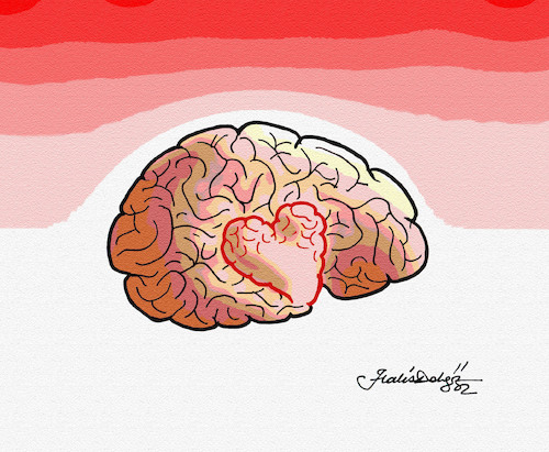Cartoon: Brain  Heart (medium) by halisdokgoz tagged brain,heart