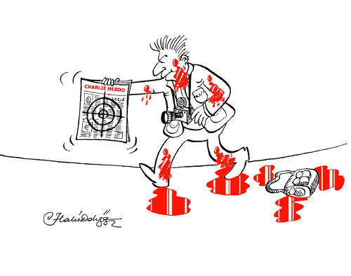 Cartoon: for Charlie Hebdo (medium) by halisdokgoz tagged for,charlie,hebdo