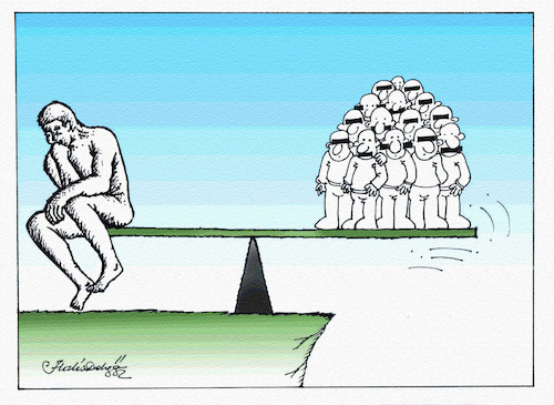 Cartoon: Thinking Man (medium) by halisdokgoz tagged thinking,man,hurriyet,newspaper