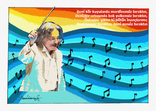 Cartoon: Turkish Musician Timur Selcuk (medium) by halisdokgoz tagged turkish,musician,timur,selcuk,rip
